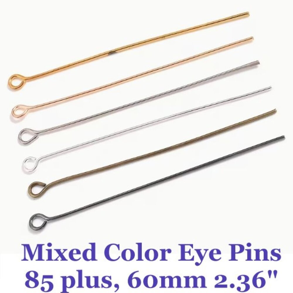 Metal Eye Pins  in Mixed Colors.  85 plus Pins - 60mm - 2.36" Inches